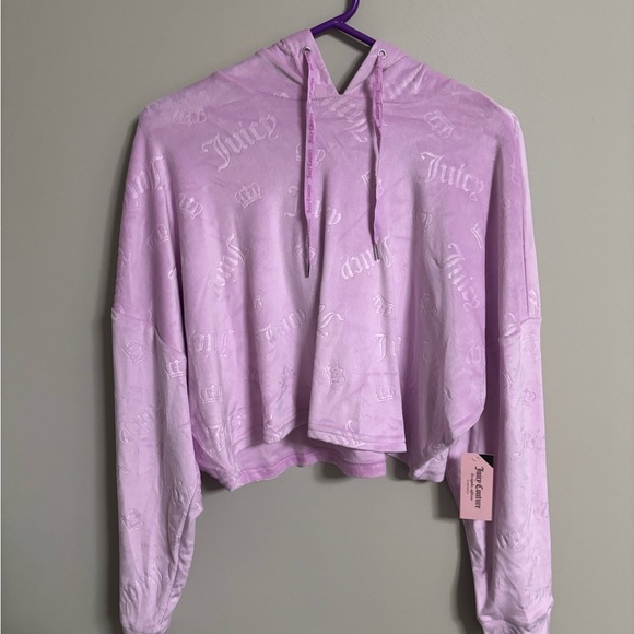 Juicy By Couture Cropped Hooded Velour Jacket Sweatshirt  Size Medium New Pajama - Picture 1 of 7